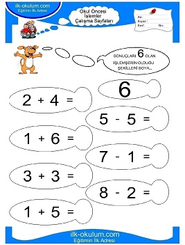 Çocuklar İçin toplam işlemi yaprak testleri 